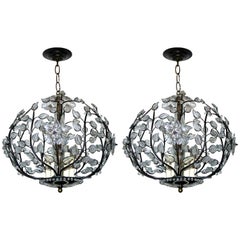 Pair of Bronze and Crystal Lanterns. Sold individually.