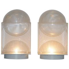 Pair of Missaglia Engraved Perspex Table Lamps