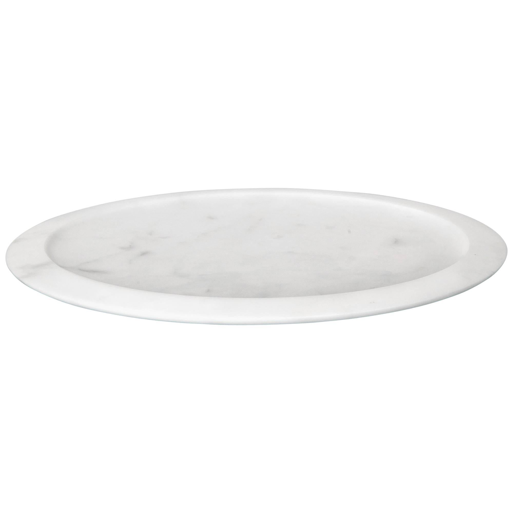 New Modern Tray in White Michelangelo Marble, creator Ivan Colominas