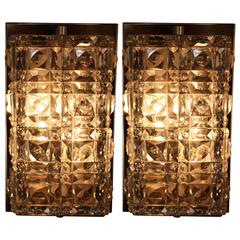Pair of 1970s Crystal and Chrome Wall Sconces by Kinkeldey 1