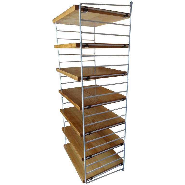 Retro 1950s Tall String Wall System Shelving Unit For Sale at 1stdibs