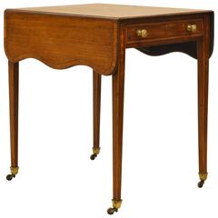 Early 19th Century English George III One Drawer Inlaid Mahogany Pembroke Table