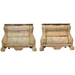 Antique 20th Century Baroque Style Bombé Commodes in Elm Root