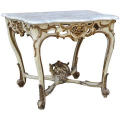 Elegant 18th Century Italian Rococo Console in Marble and Carved Wood 12