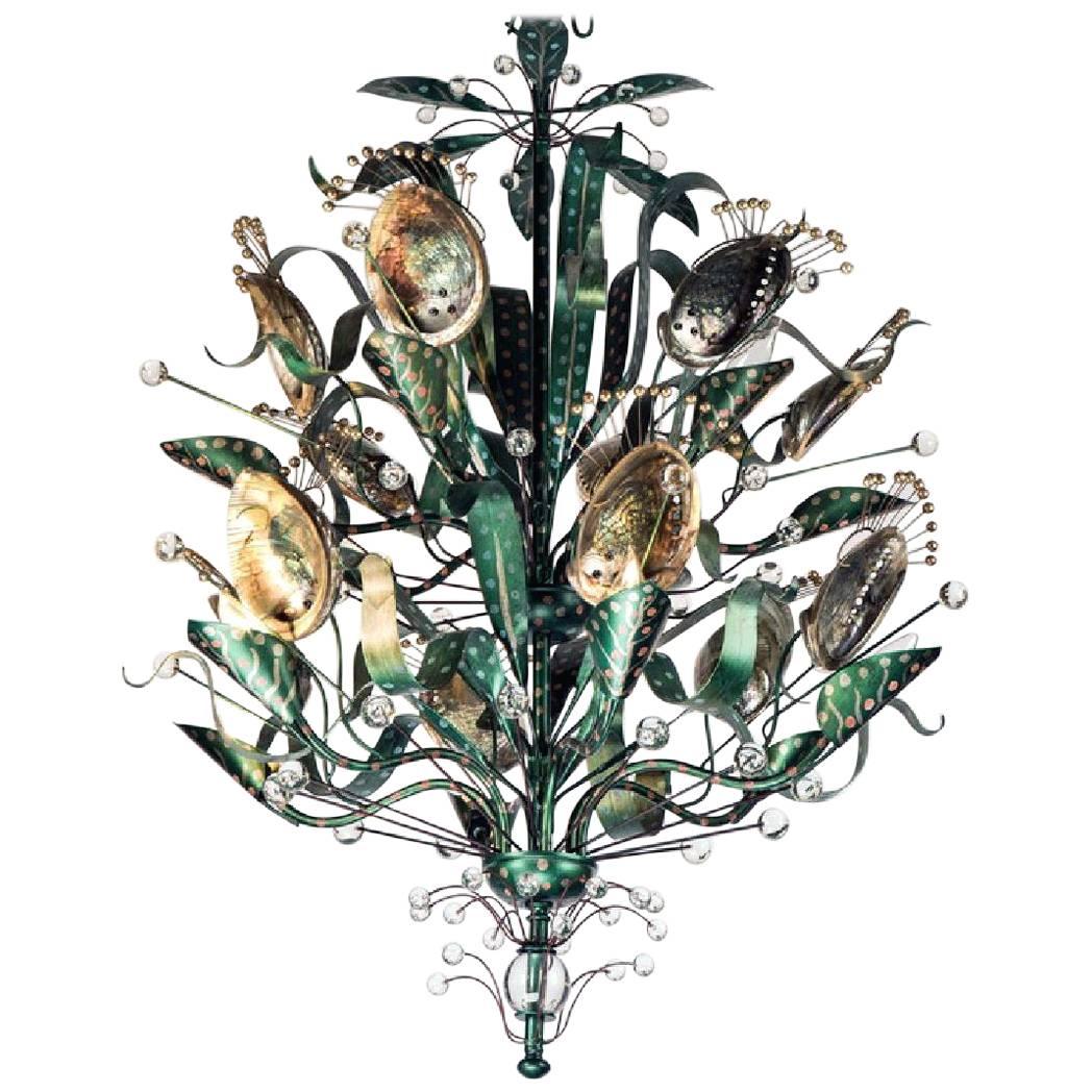 Abalone Chandelier Hollywood Regency Tony Duquette