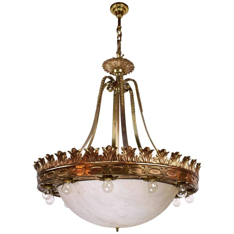 1920s Empire Style Cast Bronze Fifteen Light Chandelier For At 1920s Empire Style Cast Bronze Fifteen Light Chandelier For