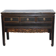 Chinese Black Lacquer Sideboard Console Table