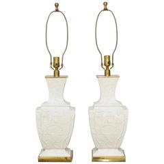 Pair of Porcelain Blanc De Chine Urn Table Lamps