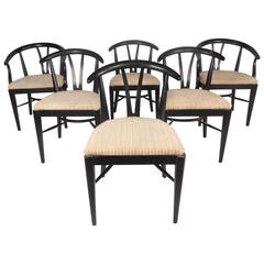 Set of Six Mid-Century Modern Hans Wegner Style Dining Chairs