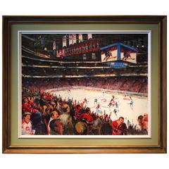 Hockey Night at the Montreal Forum Oil on Canvas by Terry Tomalty