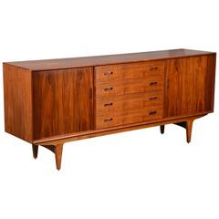 Danish Teak Tambour Door Credenza