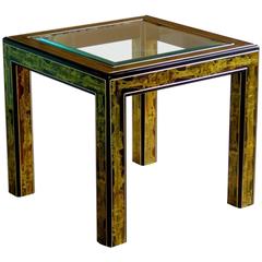 Rare Acid Etched Brass End Table by Bernhard Rohne