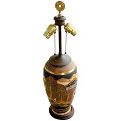 Antique Japanese Satsuma Lamp