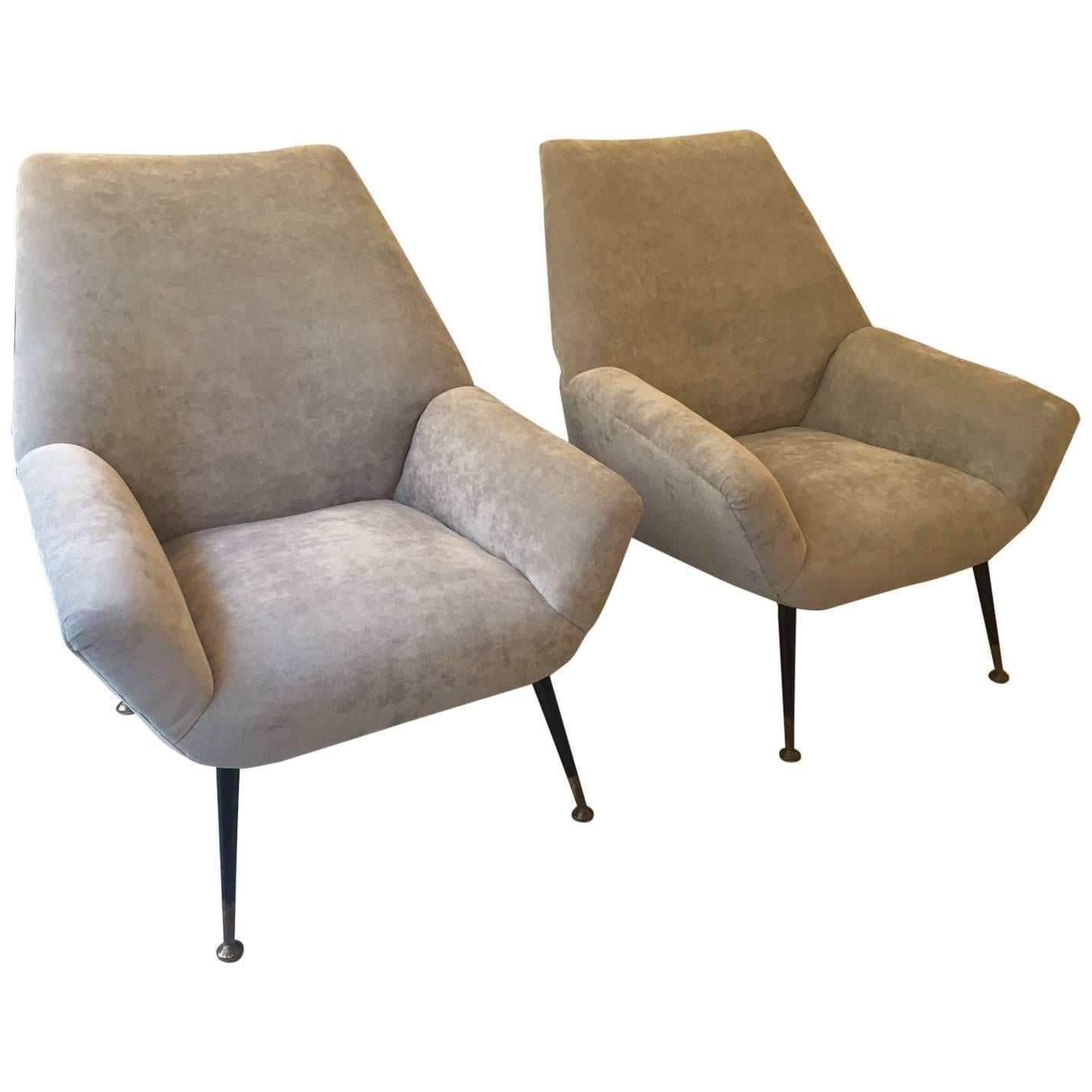 Pair of Round Italian, Mid-Century Armchairs