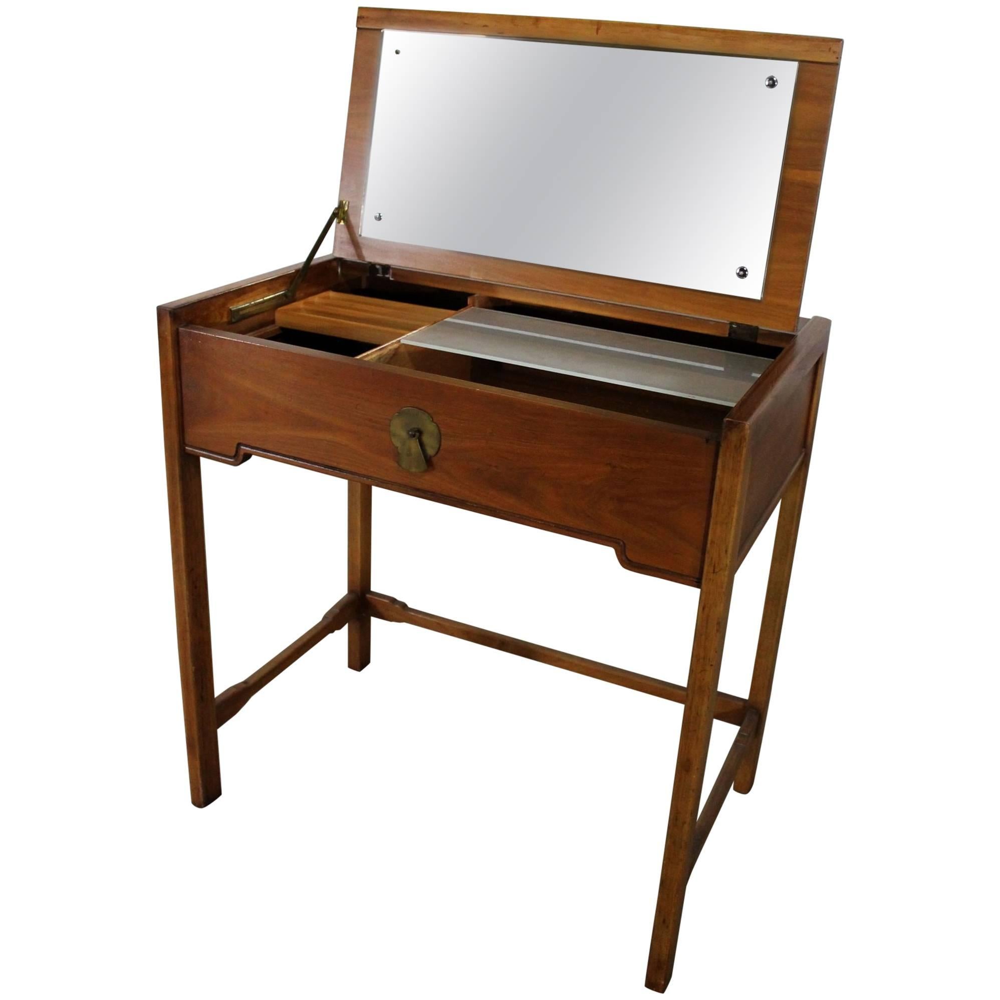 Compass by Drexel Campaign Style Lift Top Make-Up Vanity Vintage, Mid-Century