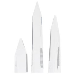 Set of Three Vintage Lucite Faceted Angled Obelisk Sculptures 7
