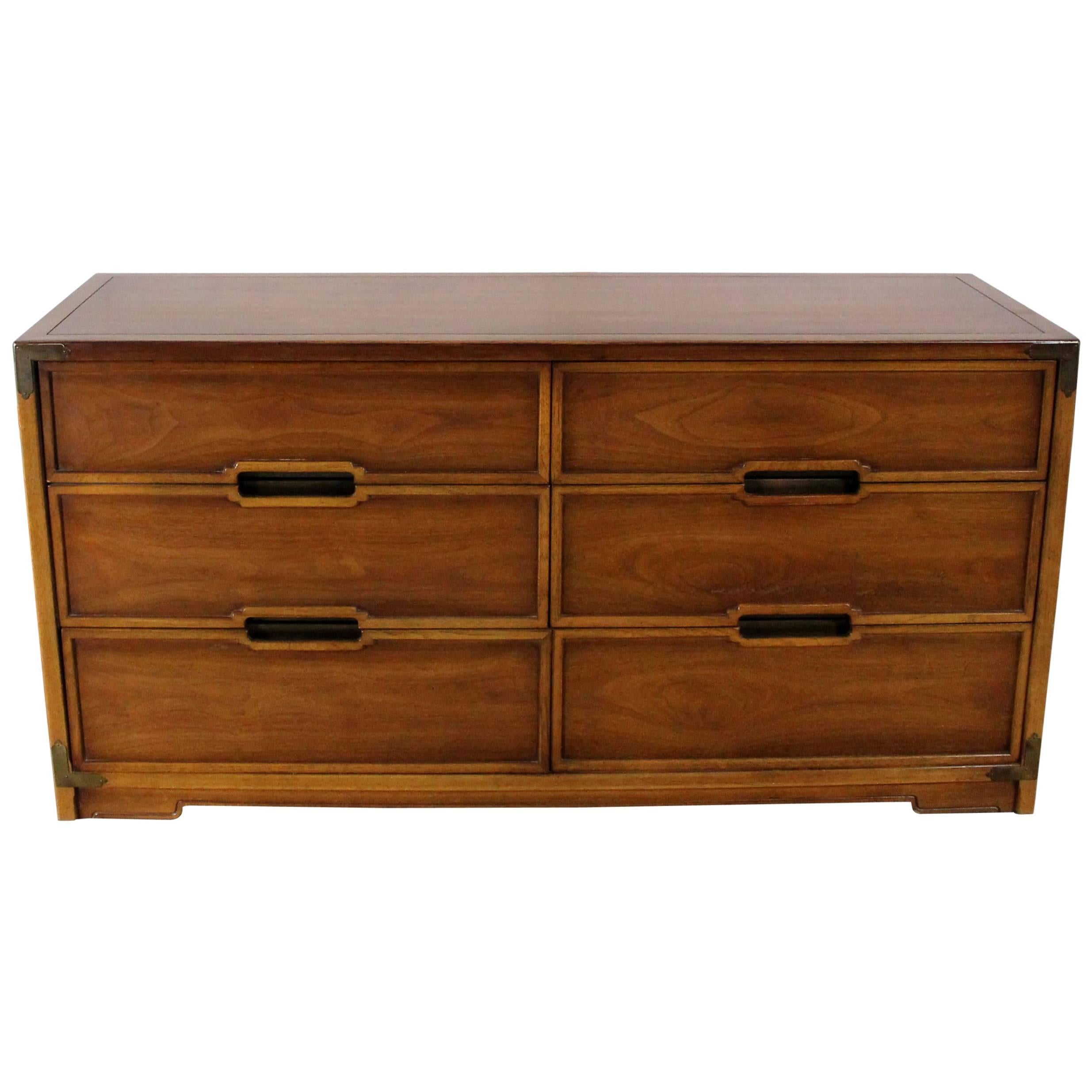 Compass by Drexel Six-Drawer Campaign Dresser, Vintage, Mid-Century