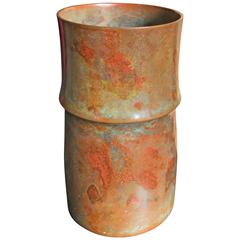 Beautiful Bamboo Motif Japan Bronze Vase Mint, Signed and Boxed 4