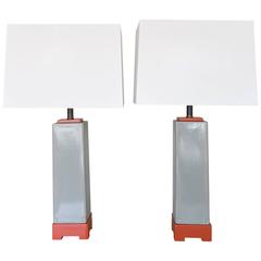 Mid-Century Lamps with Pyramid Base