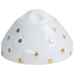 White Porcelain Lidded Container with Gold Spots, French, 1930s 10
