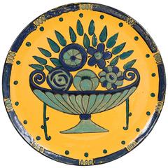 Mounted Glazed Ceramic Charger by Primavera, French, 1930s 6