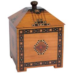 Inlaid Wooden Box and Lid, Geometric Inlay, German, 1930s 10