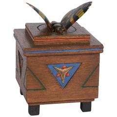 Butterfly Lid Carved and Painted Wood Box, German 6