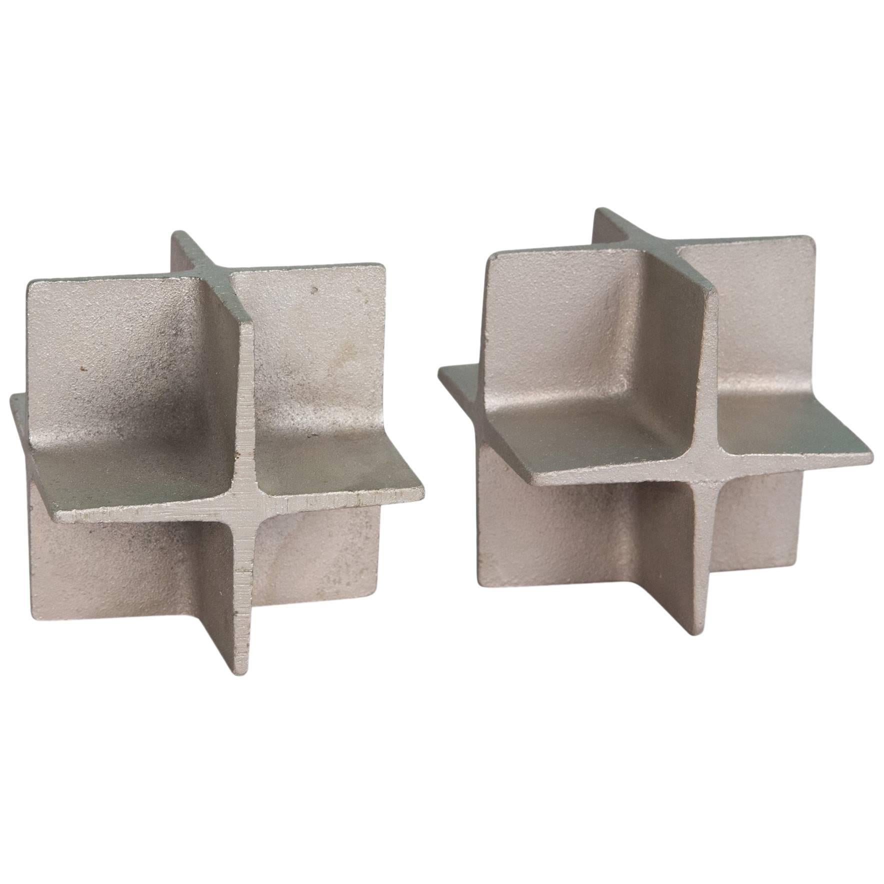 Pair of Steel Cubic Bookends by Carl Auböck