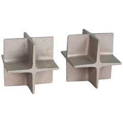 Pair of Steel Cubic Bookends by Carl Auböck