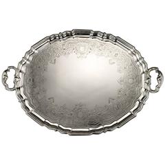 19th Century Victorian Solid Silver Large Tray, Robert Garrard, circa 1845