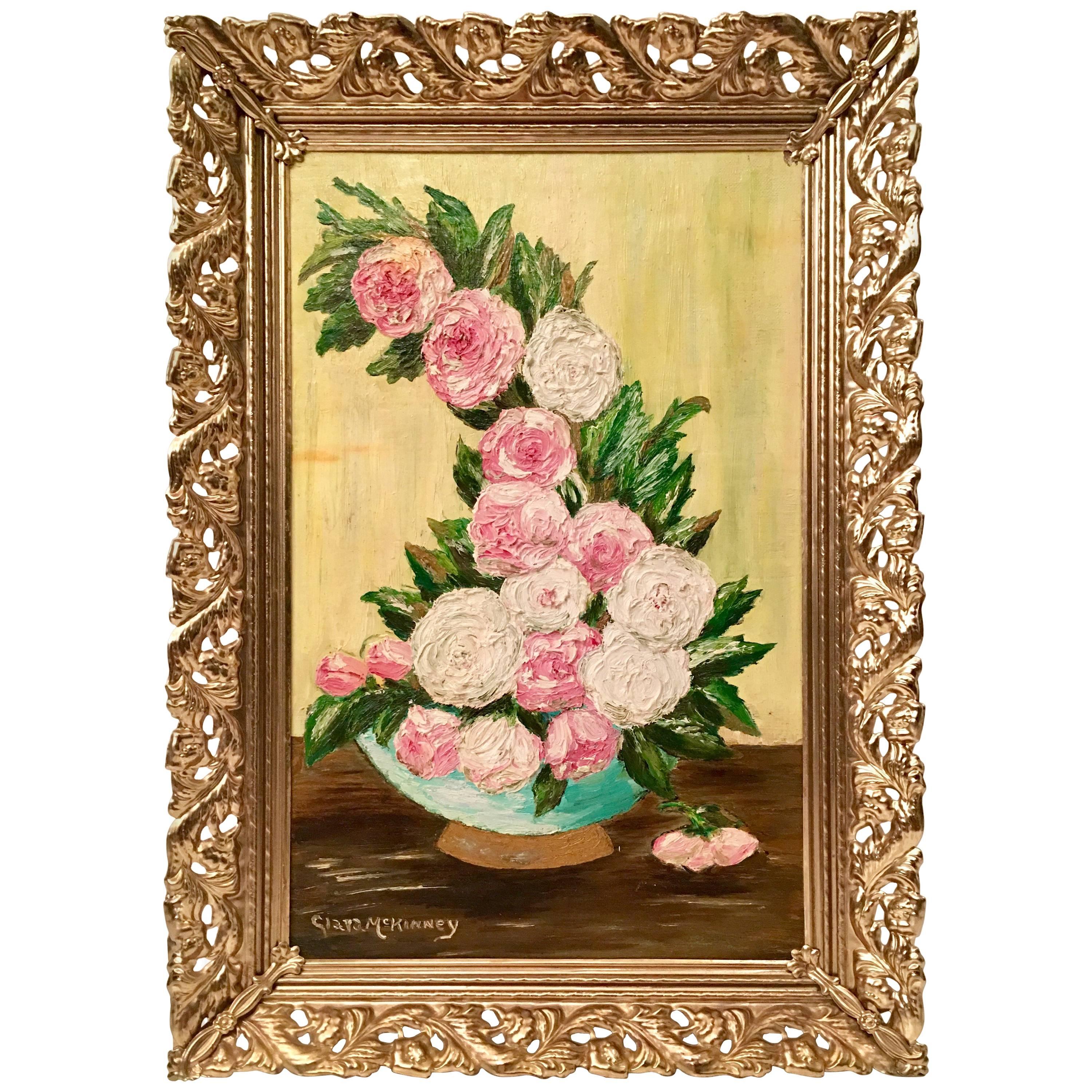 20th Century Original Oil On Canvas Still Life Flower Painting By Clara McKinney For Sale