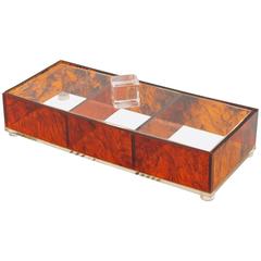 Mid-Century Modern Tortoiseshell & Clear Lucite Decorative Box with Compartment