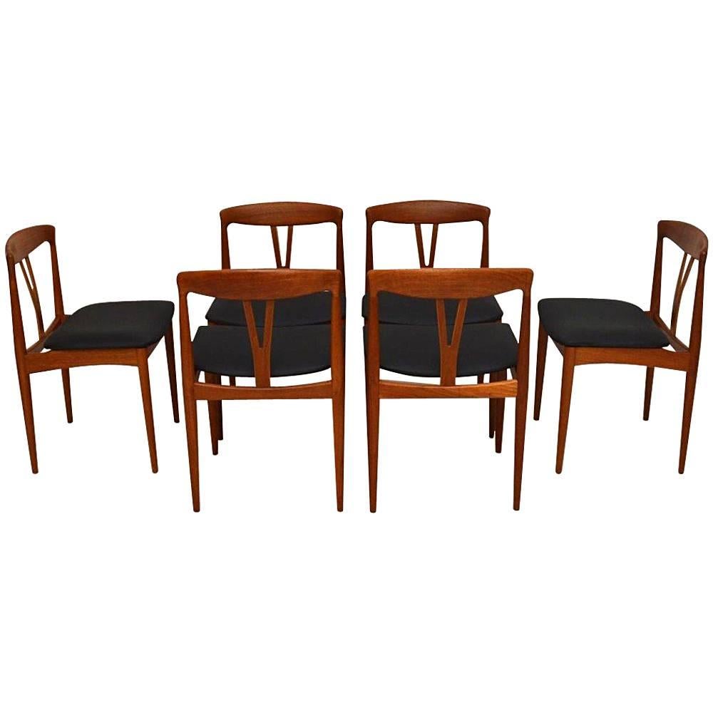 Set of Six Danish Teak Retro Dining Chairs, Vintage, 1960s