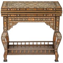 Antique Syrian Bone and Mother-of-Pearl Inlaid Game Table