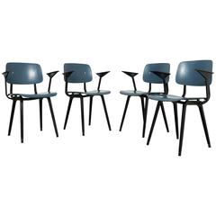 Four Metal Blue Friso Kramer Chairs