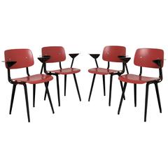 Set of Four Salmon Color Friso Kramer Revolt Chairs