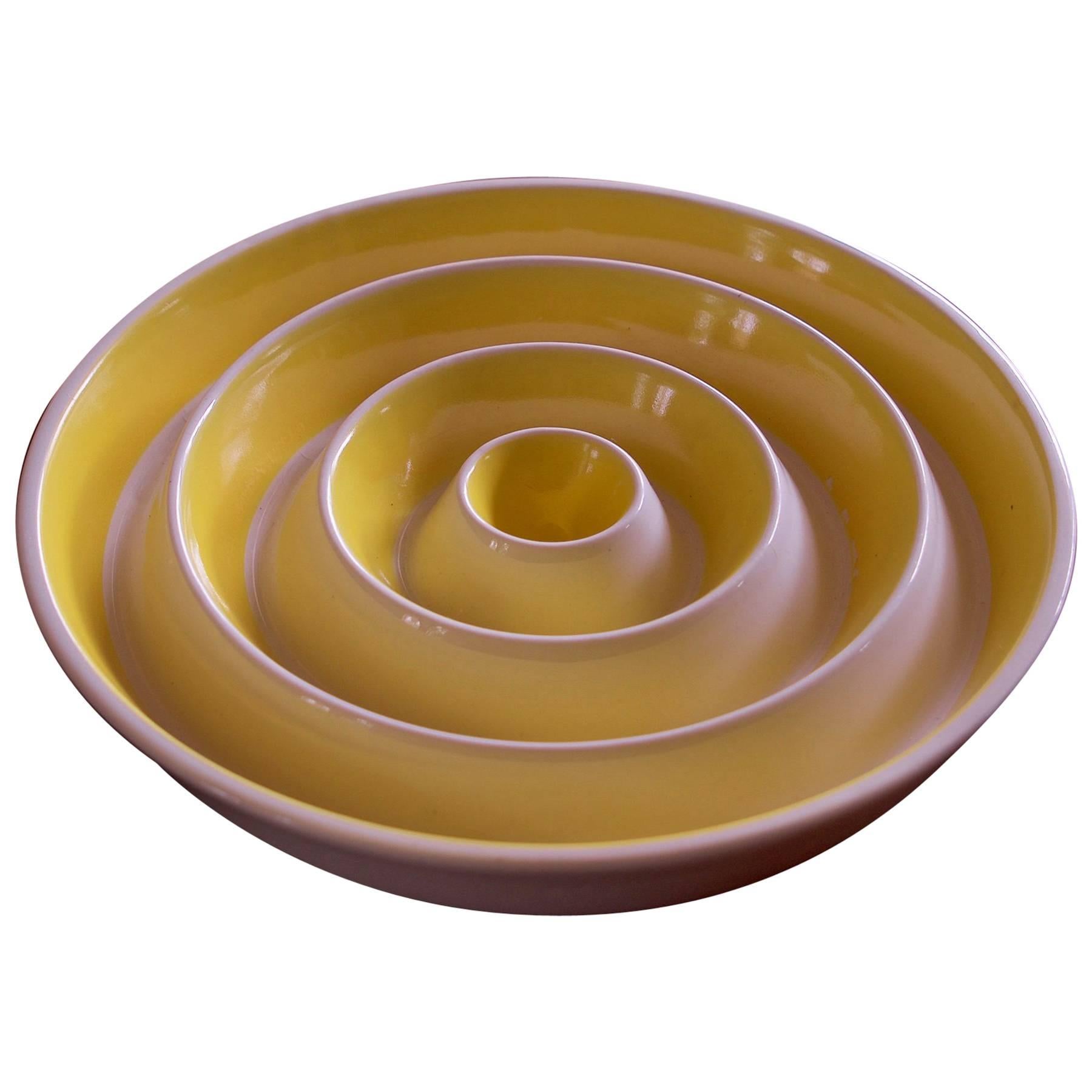 Yellow Bullseye Ashtray by La Gardo Tackett Japan Post Modern Pop Art Bowl Dish