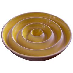 Vintage Yellow Bullseye Ashtray by La Gardo Tackett Japan Post Modern Pop Art Bowl Dish