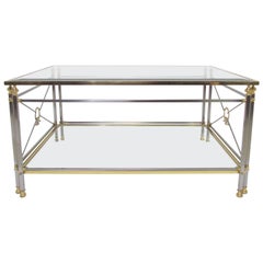 Hollywood Regency Maison Jansen Style Italian Mixed Metal Coffee Table