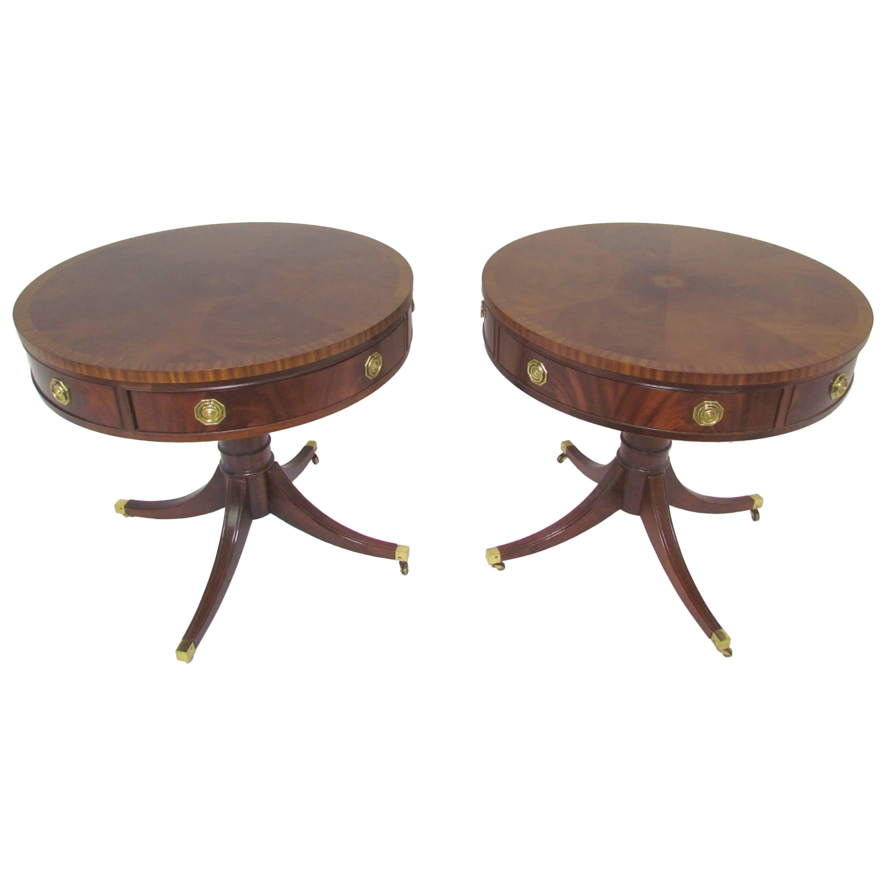Pair of English Regency Style Rent or Drum Tables 