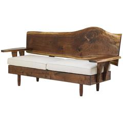 Stunning George Nakashima Style Live Edge Walnut Sofa with Accents in Ebony 2