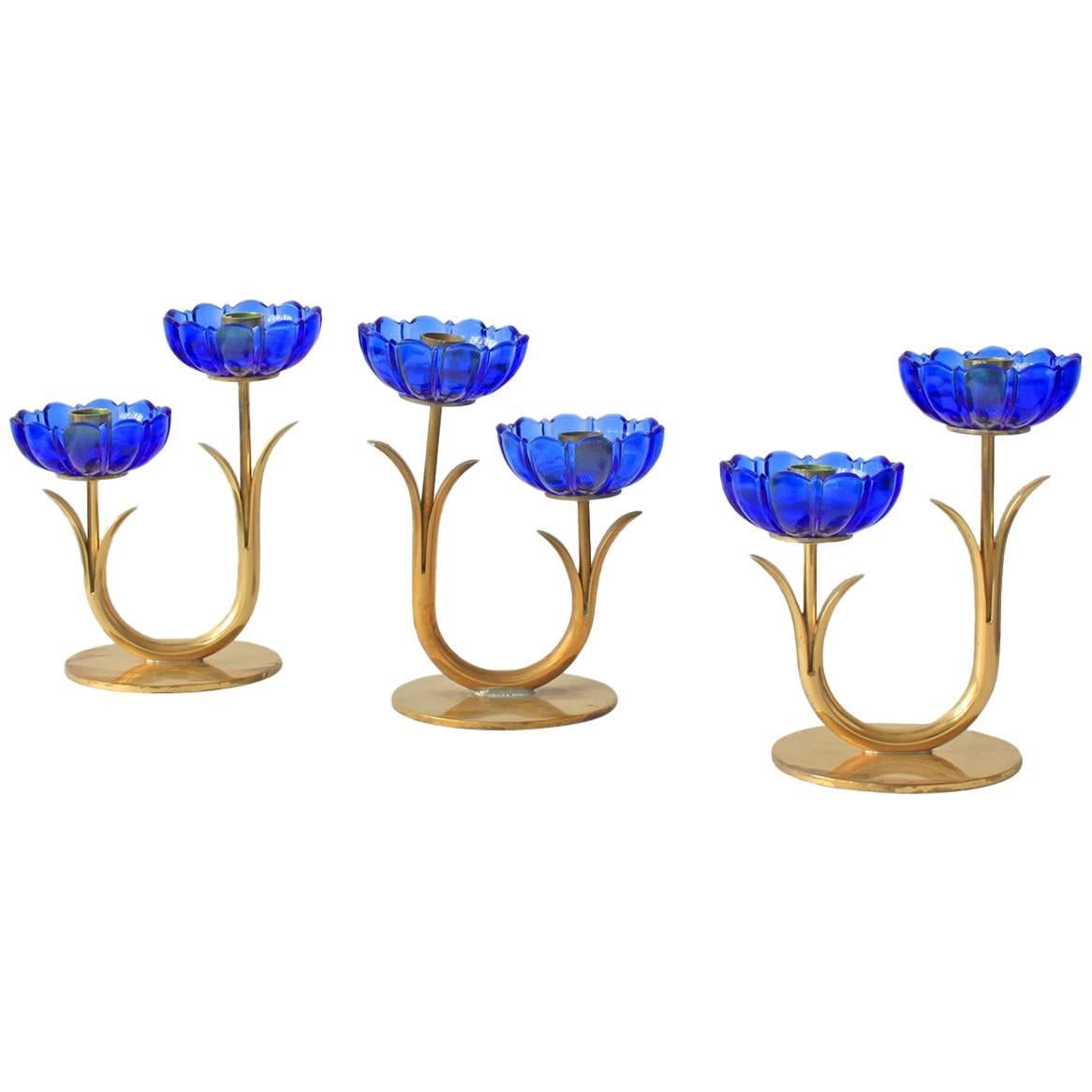 Delicate Gunnar Ander Flower Candleholders For Sale