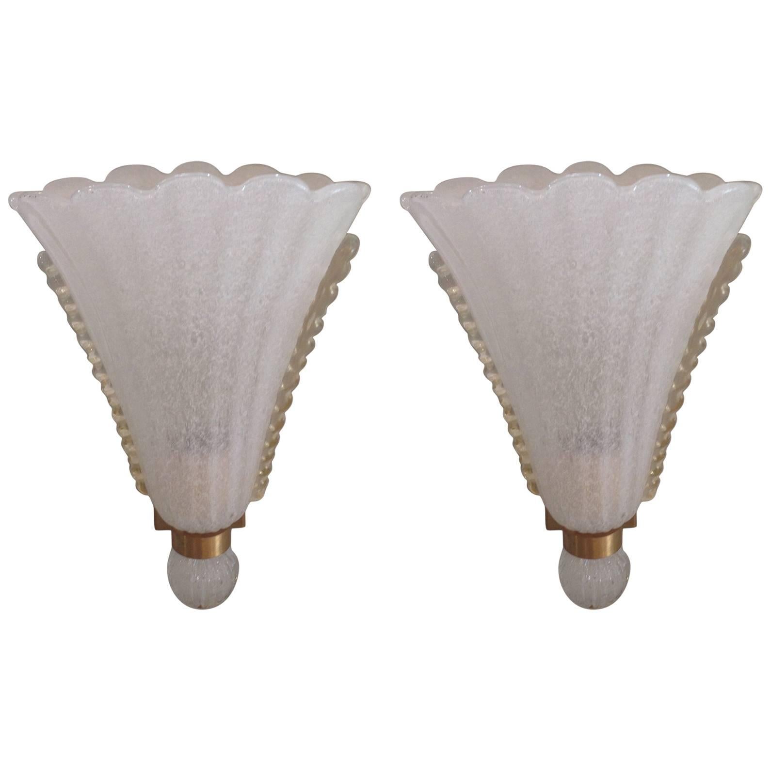 Pair of Barovier Sconces, 1940s For Sale