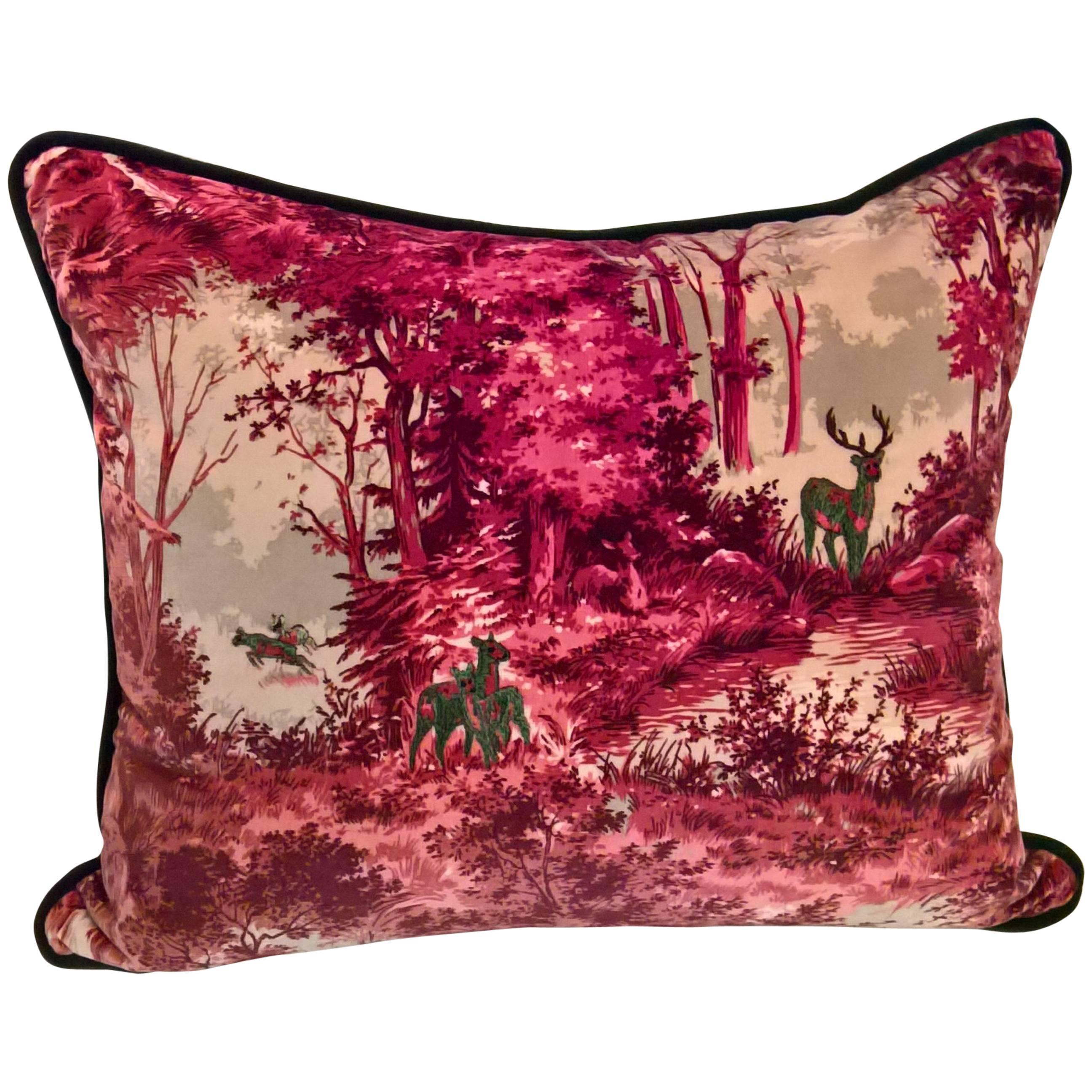 Black Forest Cushion in Red Velvet Hand Embroidered Sofina Boutique Kitzbuehel