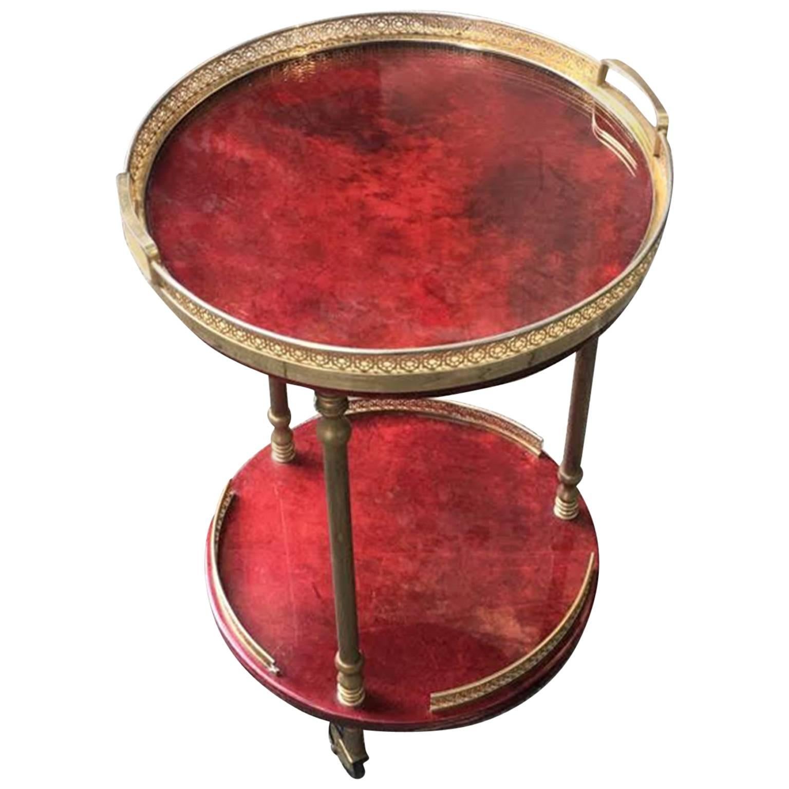 Red Aldo Tura Bar Serving Cart with Removable Tray