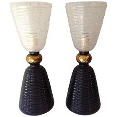 Pair of Murano Table Lamps Signed A Dona 11
