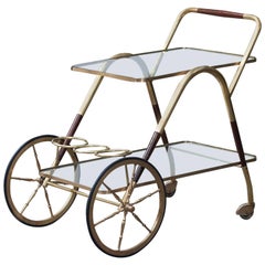 Cesare Lacca Golden Wood Bar Serving Cart