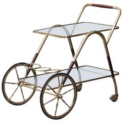 Cesare Lacca Golden Wood Bar Serving Cart 3