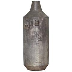 Huge Fantoni Grey Green Ceramic Vase, Italy 1961 4