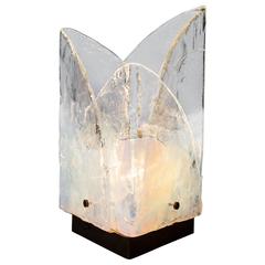 Mazzega Blue Opaline Glass Table Lamp by Carlo Nason